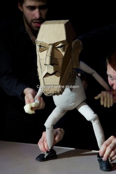 Edinburgh, UK. 17/08/2011. Fringe First winners, Blind Summit, present "The Table", starring Moses, the Bunraku table puppet, who is ably assisted into being by Mark Down, Nick Barnes and Sean Garratt. Photo credit: Jane Hobson