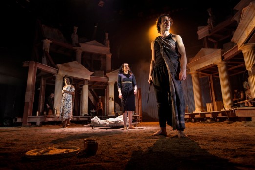 Ben Turner, downstage; Melody Grove, centre; & Emmanuella Cole, upstage.